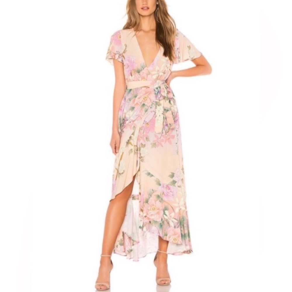 Gorgeous Spell Dress with Floral Pattern in Cream and Pink